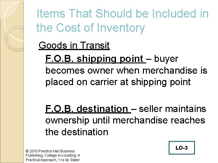 Items That Should be Included in the Cost of Inventory Goods in Transit F.