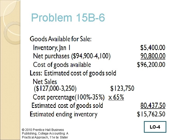 Problem 15 B-6 © 2010 Prentice Hall Business Publishing, College Accounting: A Practical Approach,