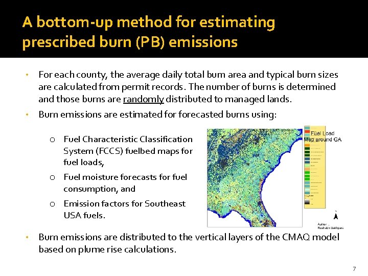 A bottom-up method for estimating prescribed burn (PB) emissions For each county, the average