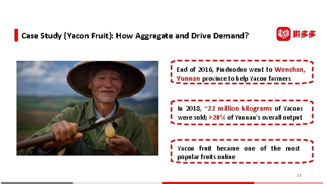 Case Study (Yacon Fruit): How Aggregate and Drive Demand? End of 2016, Pinduoduo went