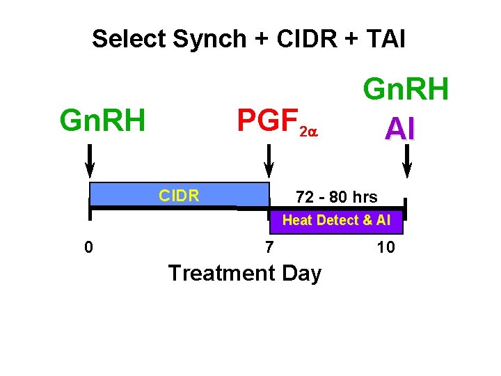 Select Synch + CIDR + TAI Gn. RH PGF 2 CIDR Gn. RH AI Select Synch + CIDR + TAI Gn. RH PGF 2 CIDR Gn. RH AI