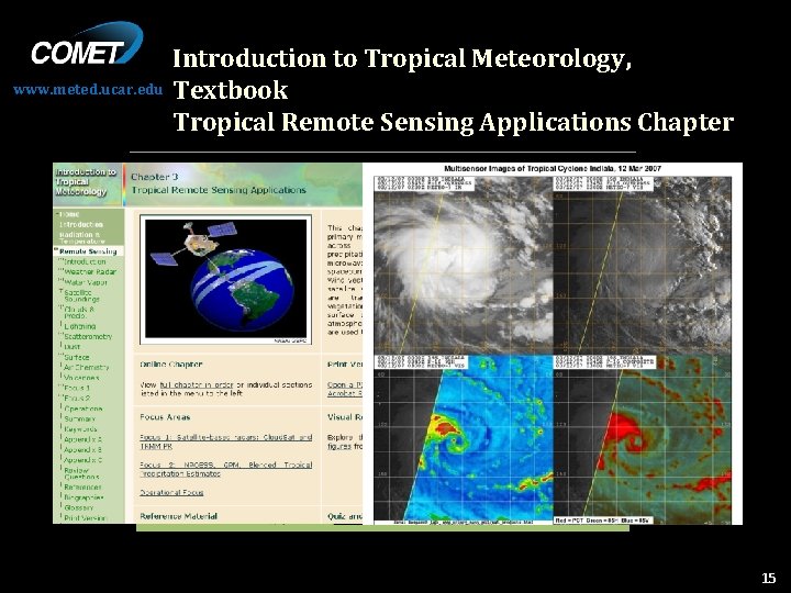 www. meted. ucar. edu Introduction to Tropical Meteorology, Textbook Tropical Remote Sensing Applications Chapter