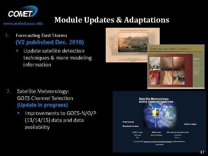 www. meted. ucar. edu 1. Module Updates & Adaptations Forecasting Dust Storms (V 2