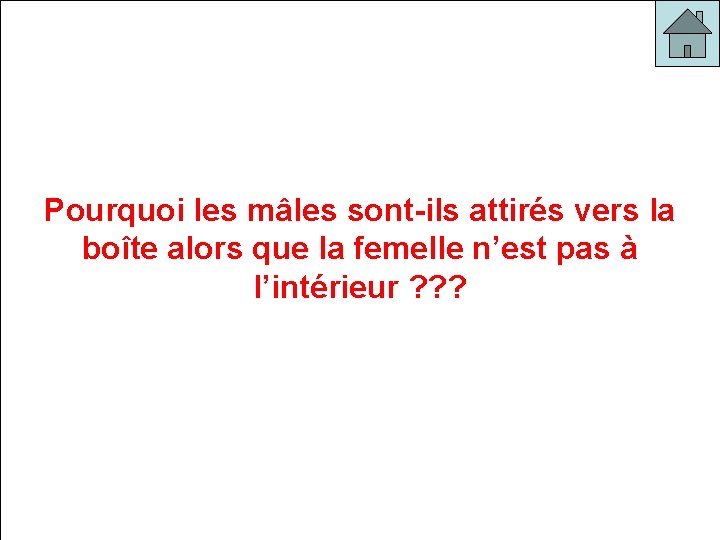 Pourquoi les mâles sont-ils attirés vers la boîte alors que la femelle n’est pas