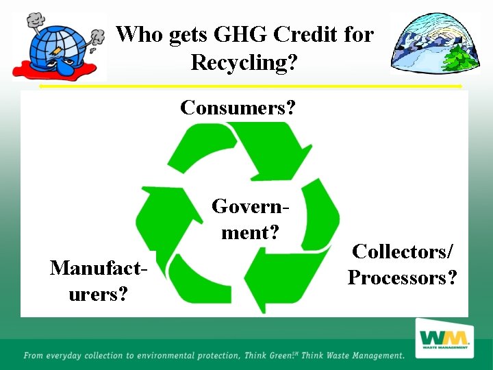 Who gets GHG Credit for Recycling? Consumers? Government? Manufacturers? Collectors/ Processors? 