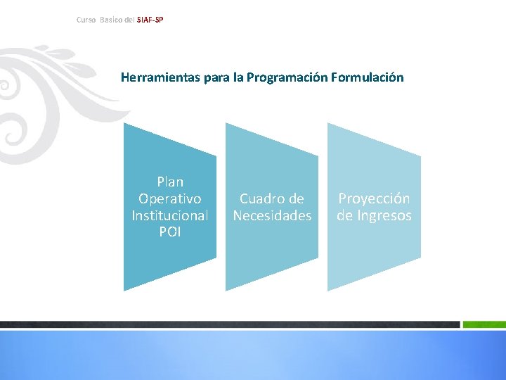 Curso Basico del SIAF-SP Herramientas para la Programación Formulación Plan Operativo Institucional POI Cuadro