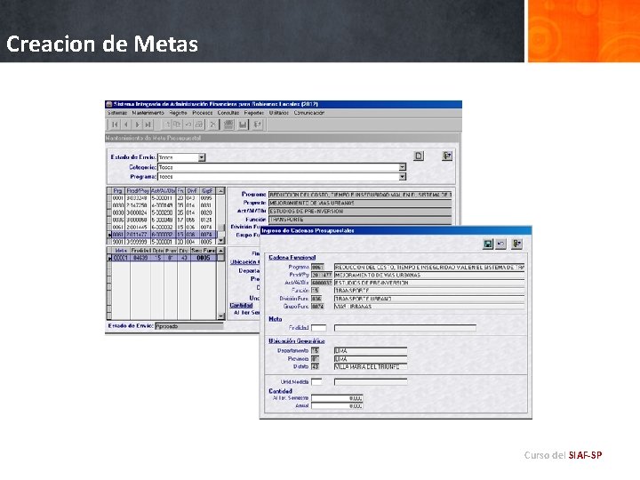 Creacion de Metas Curso del SIAF-SP 