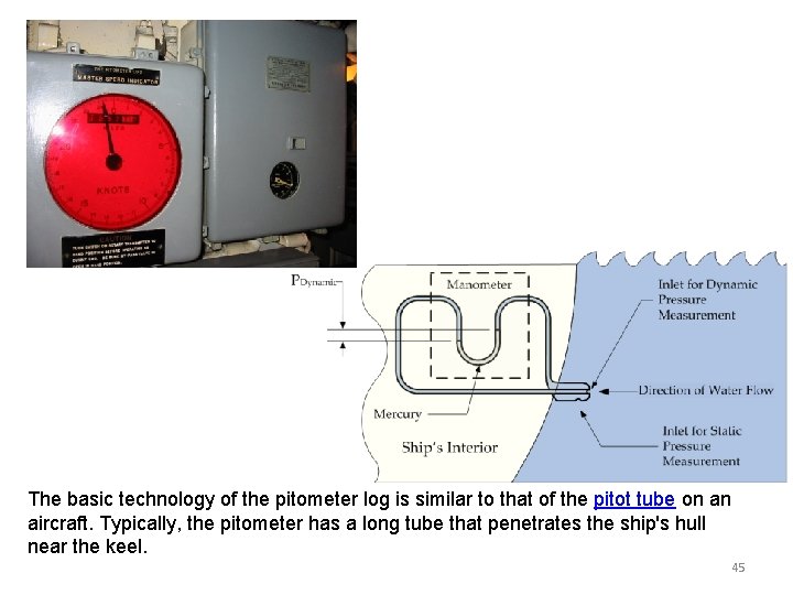 The basic technology of the pitometer log is similar to that of the pitot