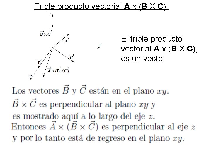 Triple producto vectorial A x (B X C). El triple producto vectorial A x