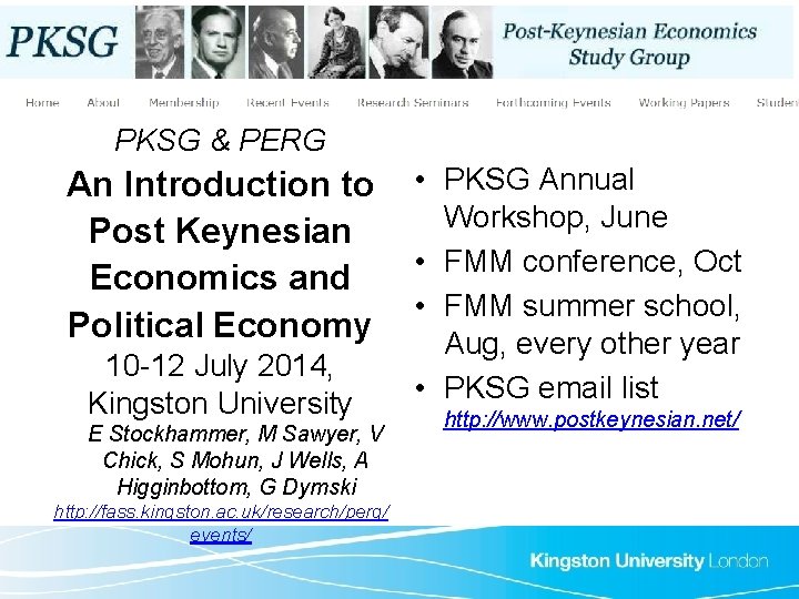 PKSG & PERG An Introduction to Post Keynesian Economics and Political Economy 10 -12 PKSG & PERG An Introduction to Post Keynesian Economics and Political Economy 10 -12