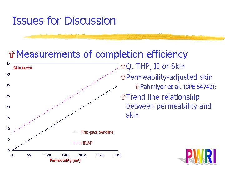 Issues for Discussion ñMeasurements of completion efficiency ñQ, THP, II or Skin ñPermeability-adjusted skin