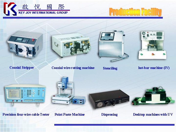 啟 悅 國 際 KEY JOY INTERNATIONAL GROUP Coaxial Stripper Precision four-wire cable Tester