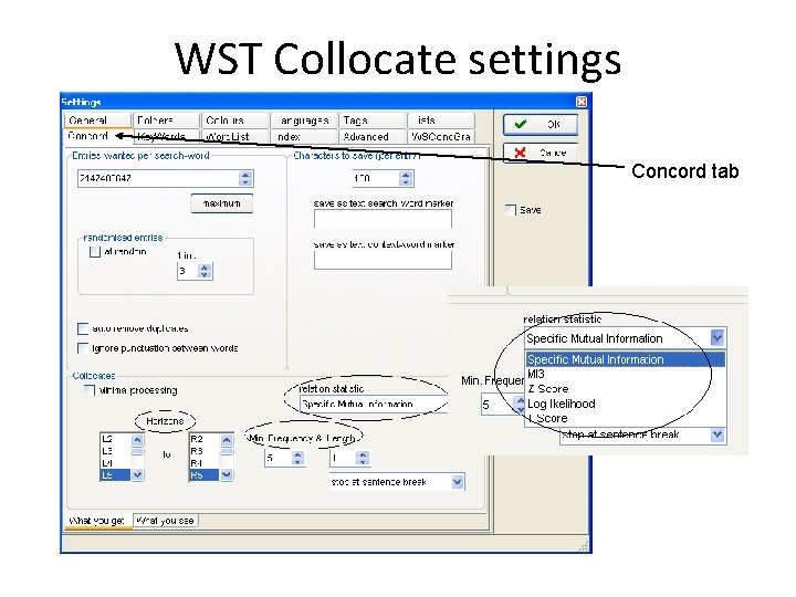 WST Collocate settings Concord tab 