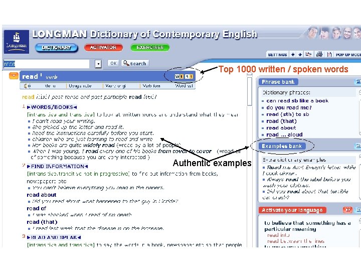 Top 1000 written / spoken words Authentic examples 