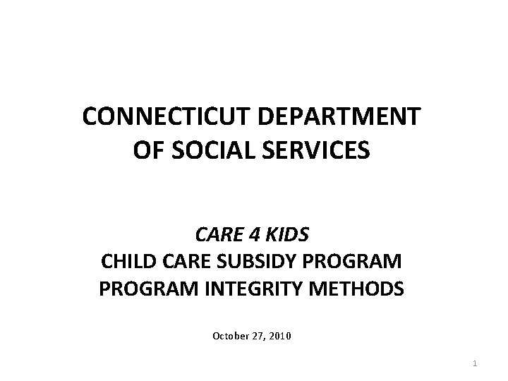 CONNECTICUT DEPARTMENT OF SOCIAL SERVICES visual data 6