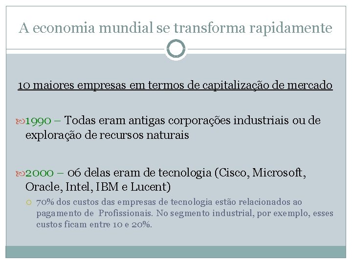 A economia mundial se transforma rapidamente 10 maiores empresas em termos de capitalização de