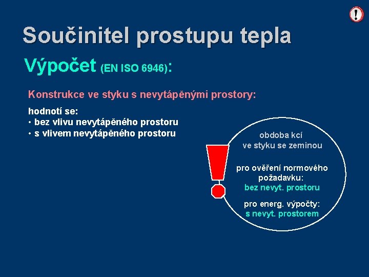 Součinitel prostupu tepla Výpočet (EN ISO 6946): Konstrukce ve styku s nevytápěnými prostory: hodnotí