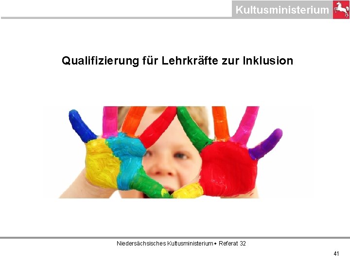 Qualifizierung für Lehrkräfte zur Inklusion Niedersächsisches Kultusministerium Referat 32 41 