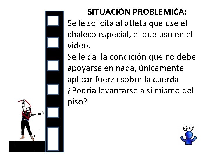 SITUACION PROBLEMICA: Se le solicita al atleta que use el chaleco especial, el que