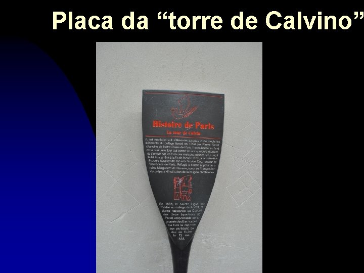 Placa da “torre de Calvino” 