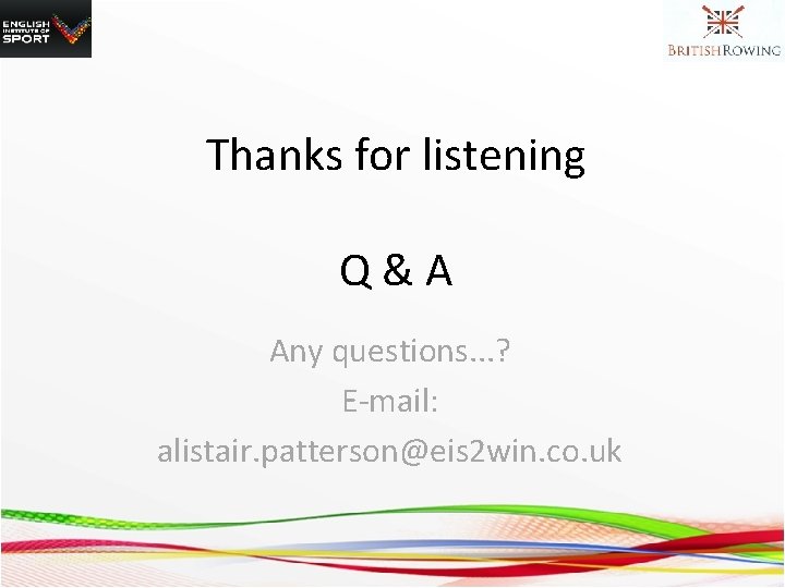 Thanks for listening Q&A Any questions. . . ? E-mail: alistair. patterson@eis 2 win.