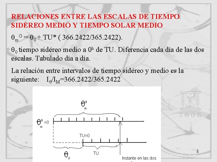 RELACIONES ENTRE LAS ESCALAS DE TIEMPO SIDÉREO MEDIO Y TIEMPO SOLAR MEDIO m. G RELACIONES ENTRE LAS ESCALAS DE TIEMPO SIDÉREO MEDIO Y TIEMPO SOLAR MEDIO m. G