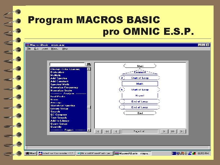 Program MACROS BASIC pro OMNIC E. S. P. 