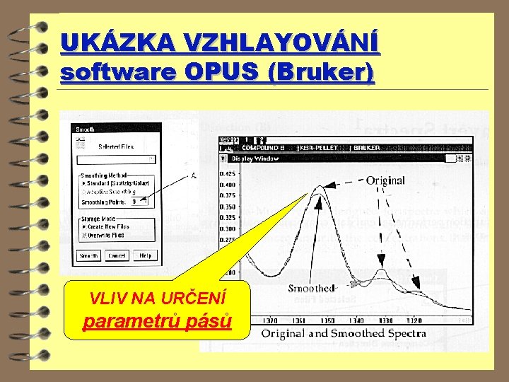 UKÁZKA VZHLAYOVÁNÍ software OPUS (Bruker) VLIV NA URČENÍ parametrů pásů 