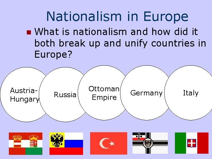Nationalism in Europe n What is nationalism and how did it both break up