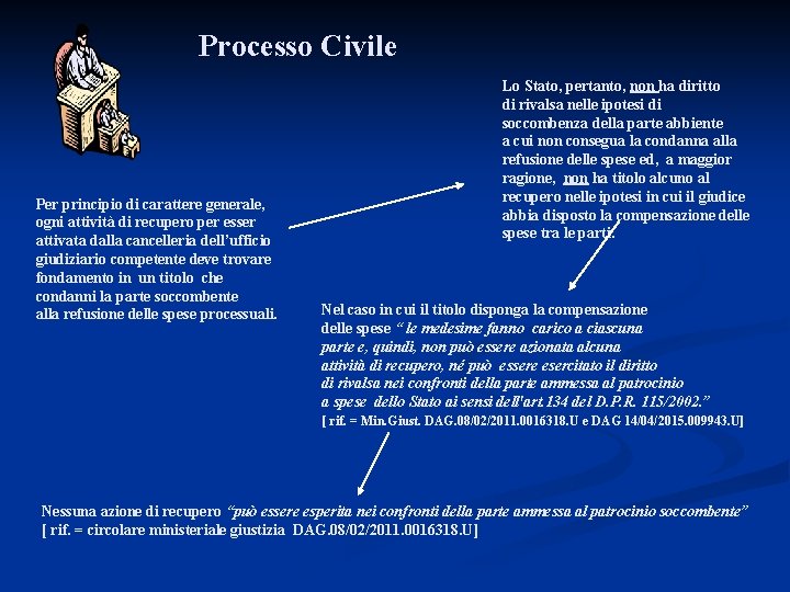 Processo Civile Per principio di carattere generale, ogni attività di recupero per esser attivata