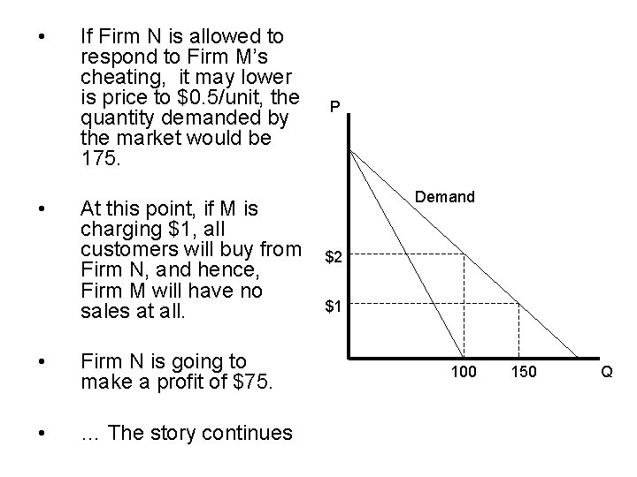  • • If Firm N is allowed to respond to Firm M’s cheating,