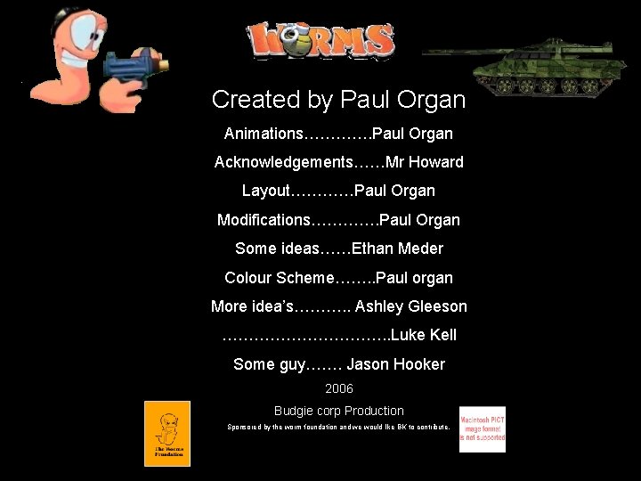 Created by Paul Organ Animations…………. Paul Organ Acknowledgements……Mr Howard Layout…………Paul Organ Modifications…………. Paul Organ