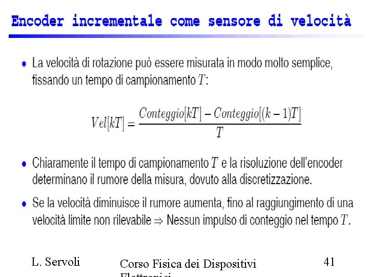 L. Servoli Corso Fisica dei Dispositivi 41 