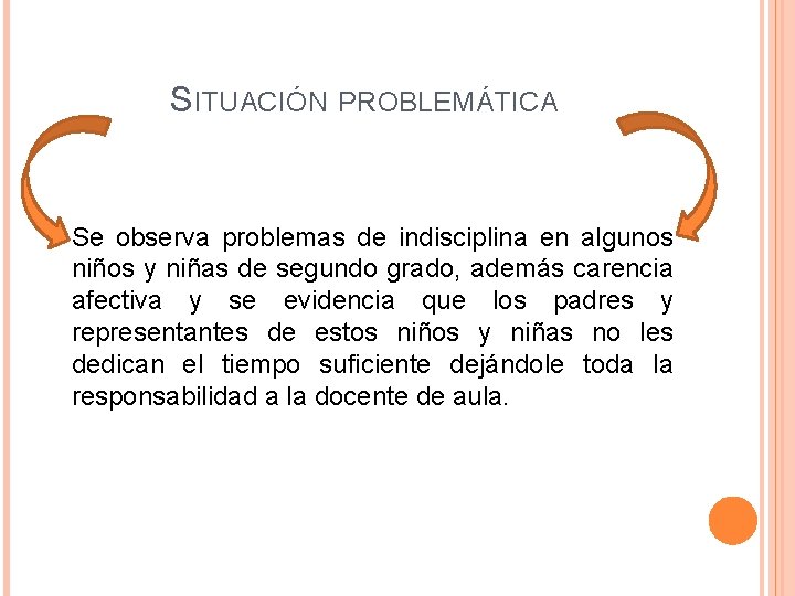 SITUACIÓN PROBLEMÁTICA Se observa problemas de indisciplina en algunos niños y niñas de segundo SITUACIÓN PROBLEMÁTICA Se observa problemas de indisciplina en algunos niños y niñas de segundo