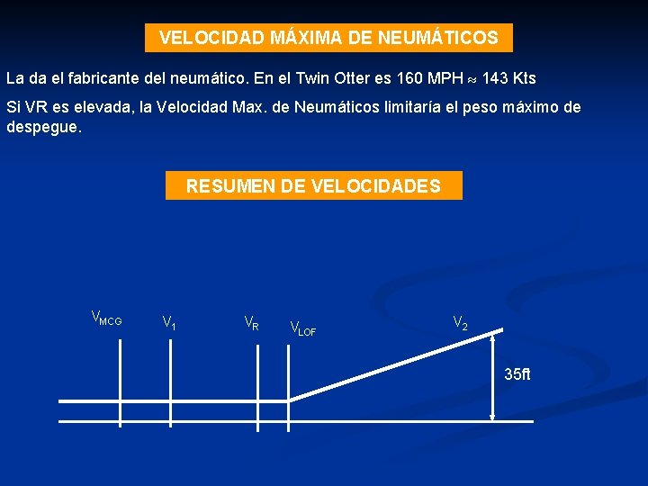 VELOCIDAD MÁXIMA DE NEUMÁTICOS La da el fabricante del neumático. En el Twin Otter