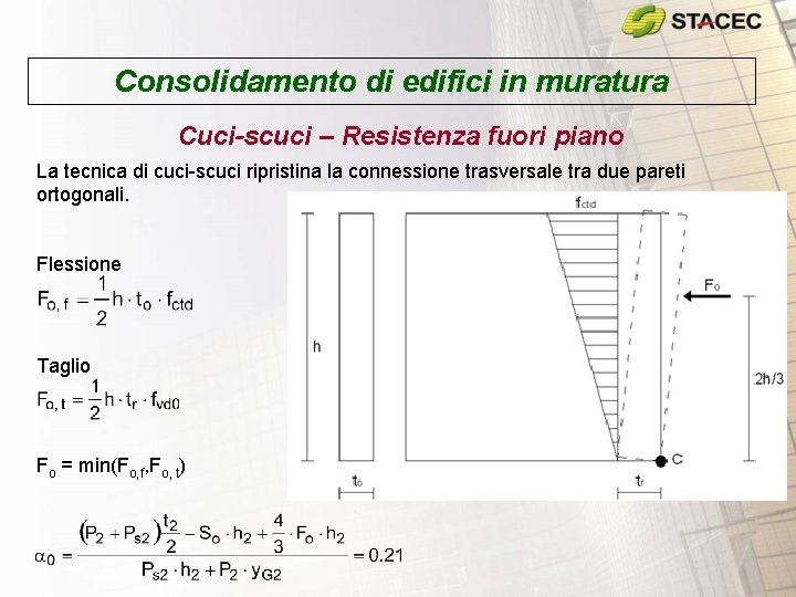 Consolidamento di edifici in muratura Cuci-scuci – Resistenza fuori piano La tecnica di cuci-scuci Consolidamento di edifici in muratura Cuci-scuci – Resistenza fuori piano La tecnica di cuci-scuci