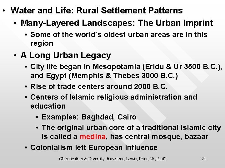  • Water and Life: Rural Settlement Patterns • Many-Layered Landscapes: The Urban Imprint