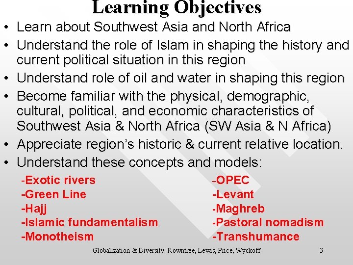 Learning Objectives • Learn about Southwest Asia and North Africa • Understand the role