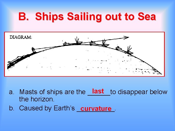 B. Ships Sailing out to Sea last a. Masts of ships are the ______to