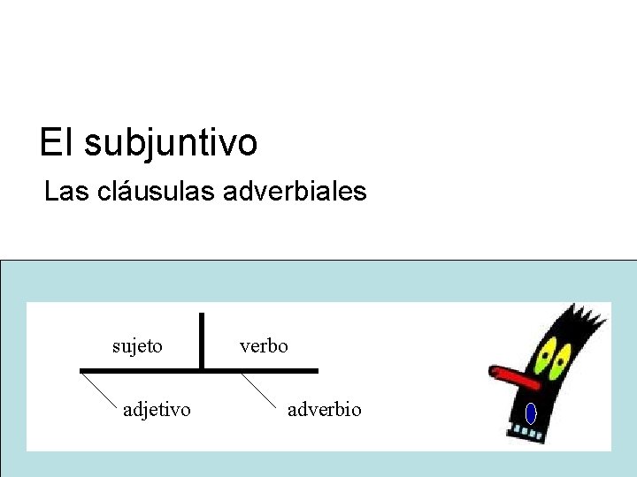 El subjuntivo Las cláusulas adverbiales sujeto adjetivo verbo adverbio 