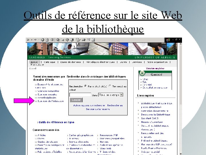 Outils de référence sur le site Web de la bibliothèque 