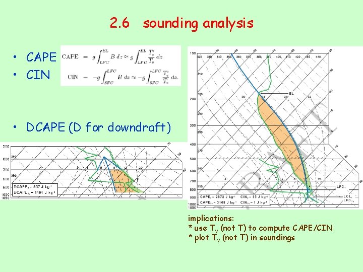 2. 6 sounding analysis • CAPE • CIN • DCAPE (D for downdraft) implications: