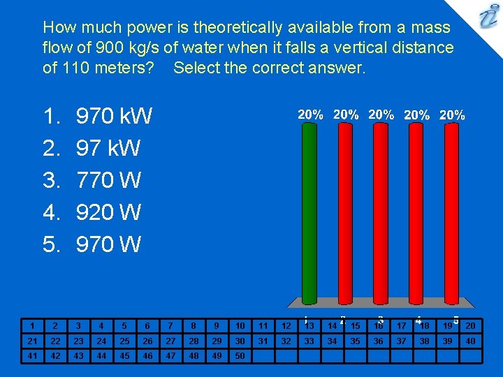 How much power is theoretically available from a mass flow of 900 kg/s of