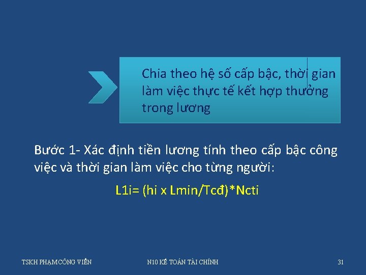 Chia theo hệ số cấp bậc, thời gian làm việc thực tế kết hợp