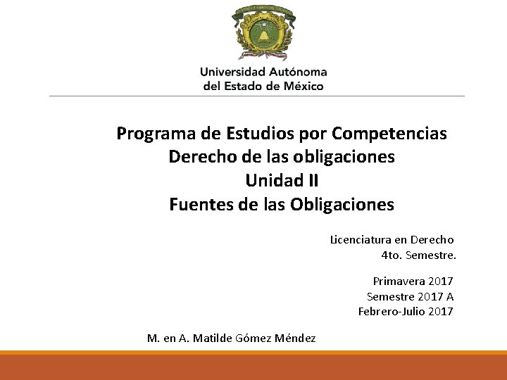Programa de Estudios por Competencias Derecho de las obligaciones Unidad II Fuentes de las