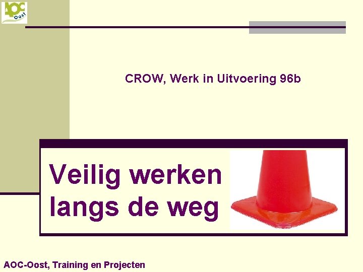 CROW, Werk in Uitvoering 96 b Veilig werken langs de weg AOC-Oost, Training en