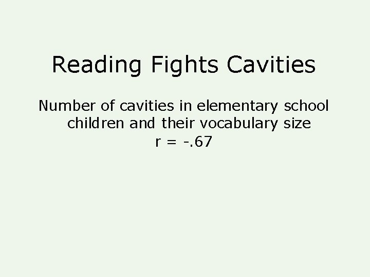 Reading Fights Cavities Number of cavities in elementary school children and their vocabulary size Reading Fights Cavities Number of cavities in elementary school children and their vocabulary size