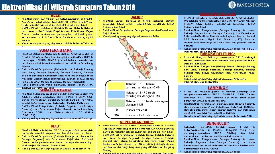 Elektronifikasi di Wilayah Sumatera Tahun 2018 ACEH • • • Provinsi Aceh dan 10