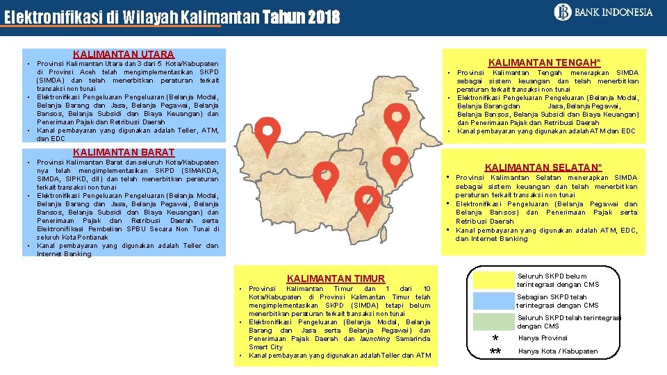 Elektronifikasi di Wilayah Kalimantan Tahun 2018 KALIMANTAN UTARA KALIMANTAN TENGAH* • Provinsi Kalimantan Utara