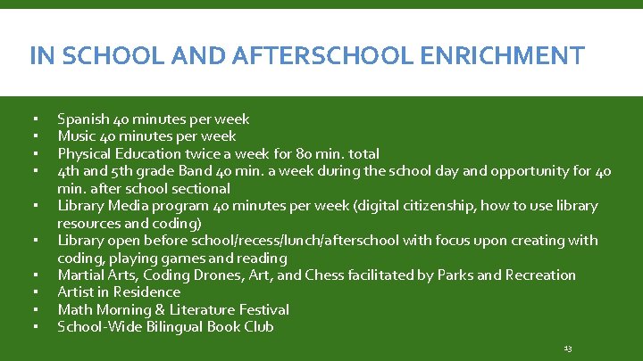 IN SCHOOL AND AFTERSCHOOL ENRICHMENT ▪ ▪ ▪ ▪ ▪ Spanish 40 minutes per